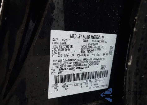 2021 Ford Mustang Mach-E Premium z USA, uszkodzony, nr VIN 3FMTK3SU3MMA28480